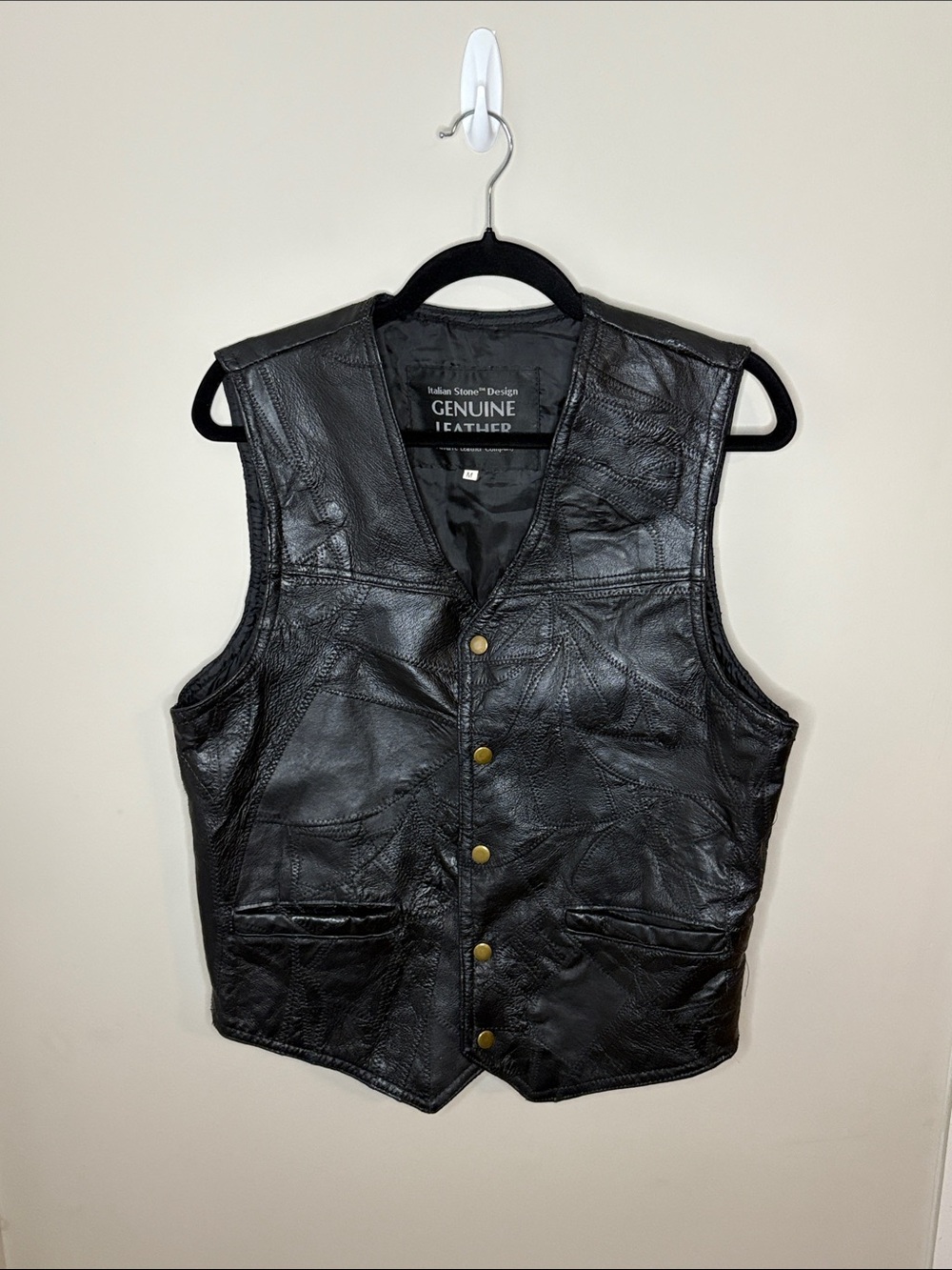 Genuine Leather Black Men's Vest - Classic Sleeveless Style